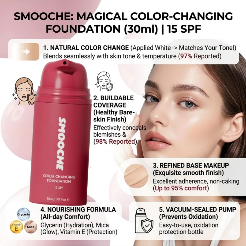 Concealer Full Coverage - SMOOCHE Podkład zmieniający kolor Naturalna baza